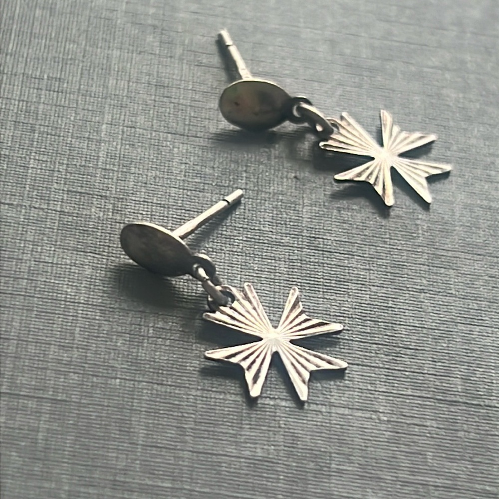 Vintage Maltese cross small dangling earrings signed 925